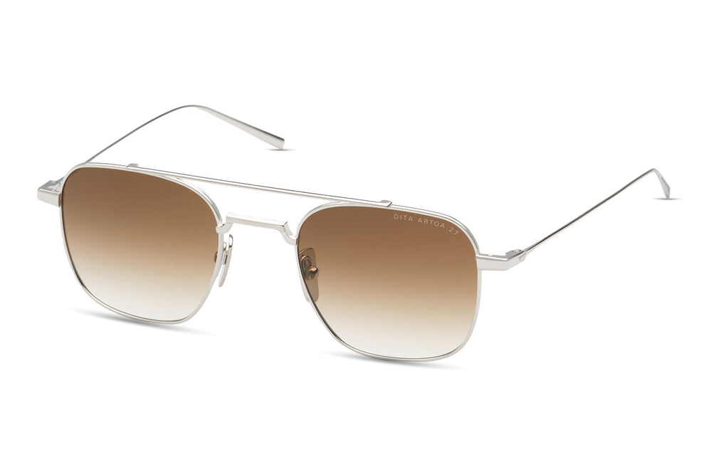 DITA ARTOA.27 DTS163-A-01 silver sunglasses with brown gradient lenses, three-quarter view