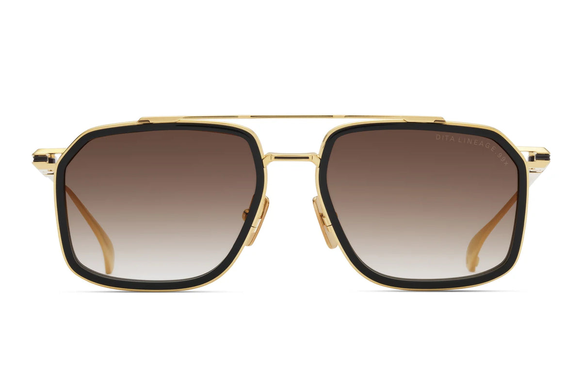 DITA LINEAGE.99x DTS484-A-01 Yellow Gold / Black / Black Iron sunglasses, front view
