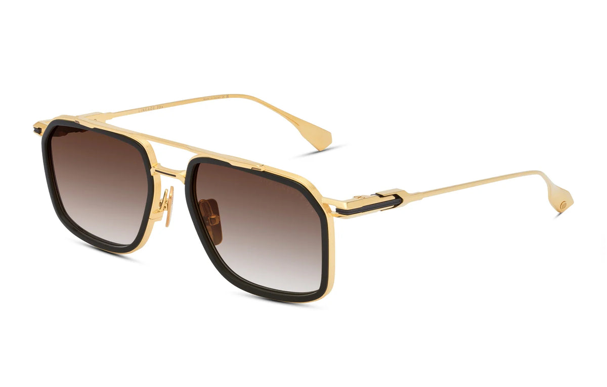 DITA LINEAGE.99x DTS484-A-01 Yellow Gold / Black / Black Iron sunglasses, three-quarter view