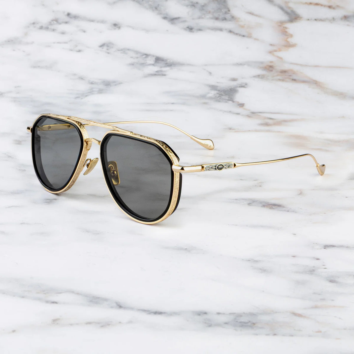 Cutler and Gross 25 Gold/Black sunglasses, side view